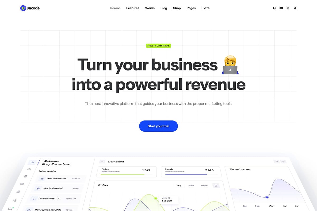 demo homepage Creative Software Uncode 2025
